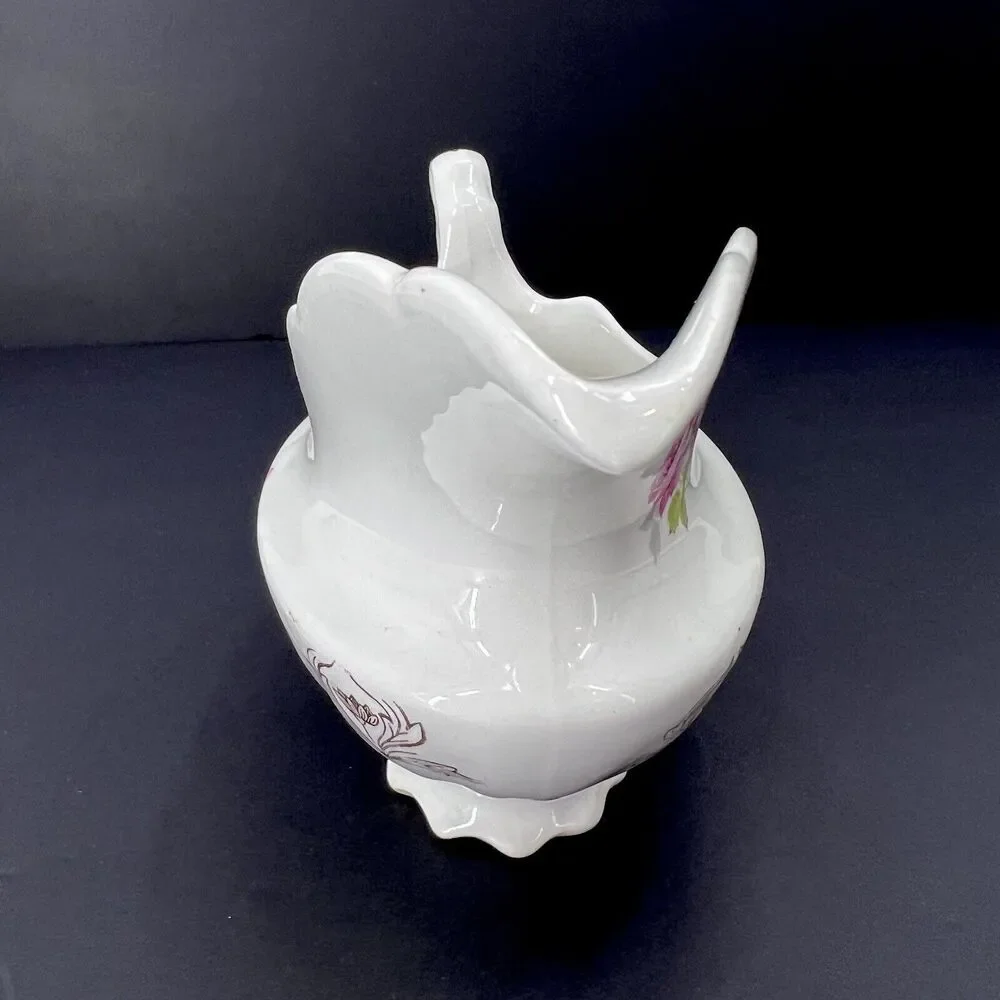 Antique 1900s Homer Laughlin The Angelus Rose Pattern Scalloped Gravy Sauce Boat - Picture 6 of 11
